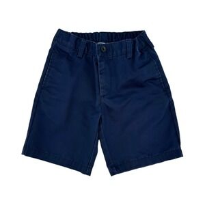 Lands End Boy's Chino Shorts Size 7 Navy Blue Adjustable Waist Cotton Twill